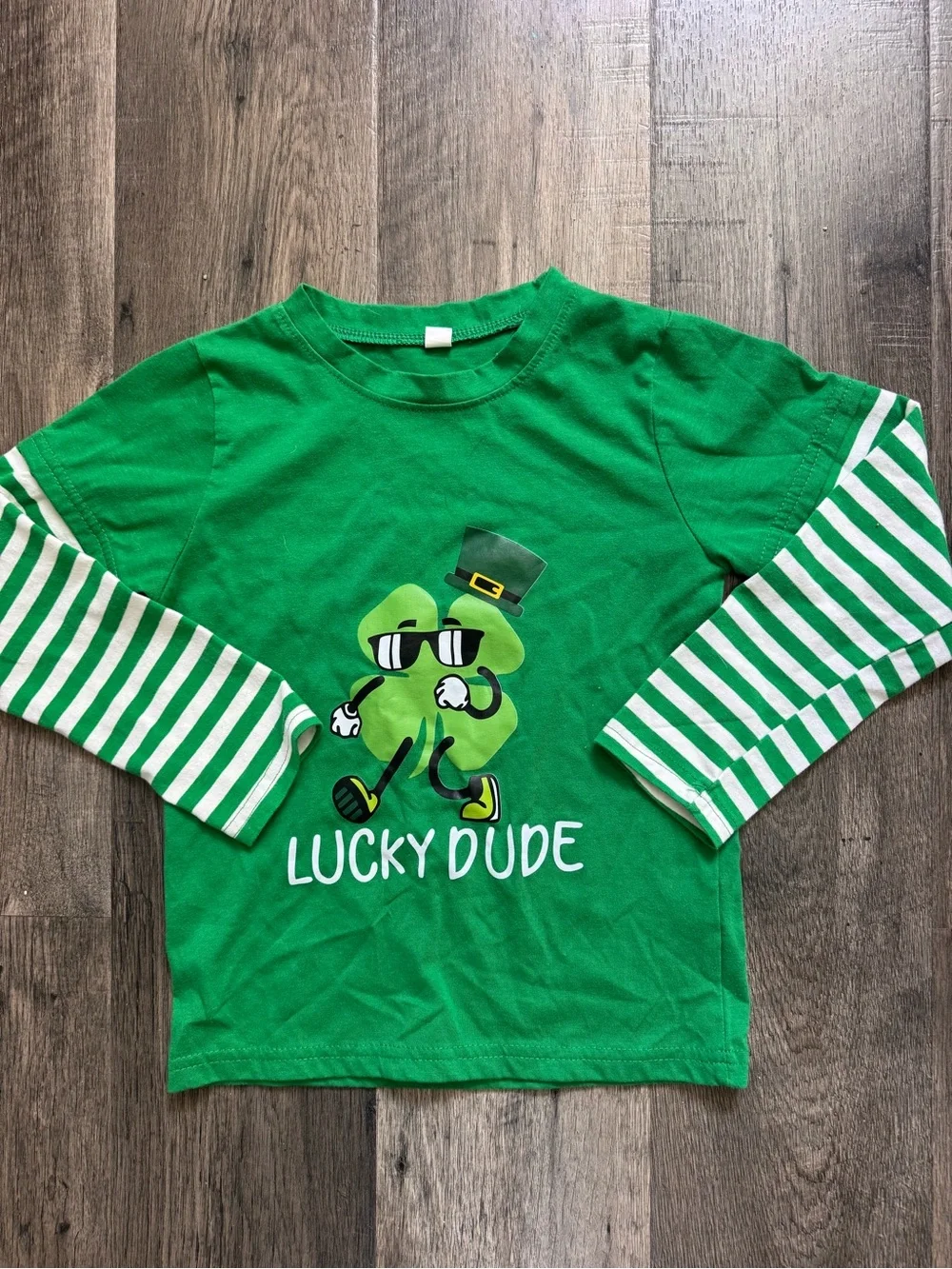 Lucky Dude Green Shamrock Layered-Look Kids Top